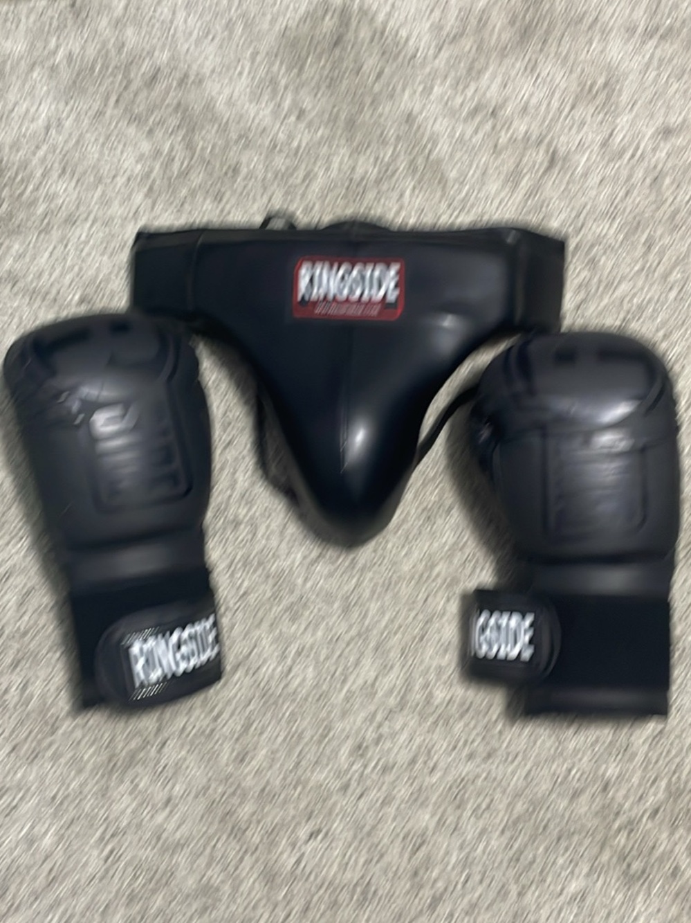 Ringside Black Protective Groin Guard and Boxing gloves
